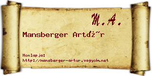 Mansberger Artúr névjegykártya
